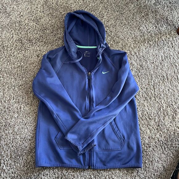Nike Women Dri Fit Athletic Running Jacket Sz S Purple Hood Zip Up Drawstring - Picture 1 of 10